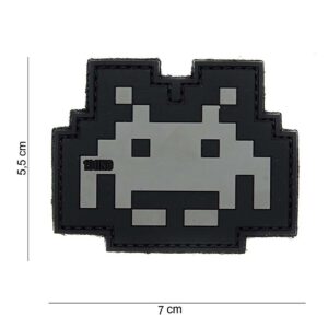 Embleem 3D PVC Space invader grijs/zwart #14058