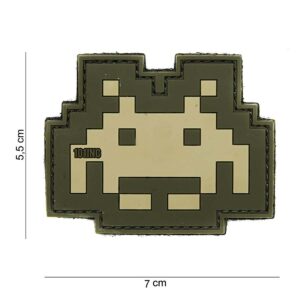 Embleem 3D PVC Space invader beige/groen #14060