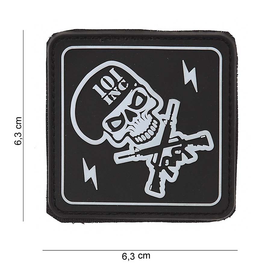 Embleem 3D PVC 101 INC skull / gun's #12034