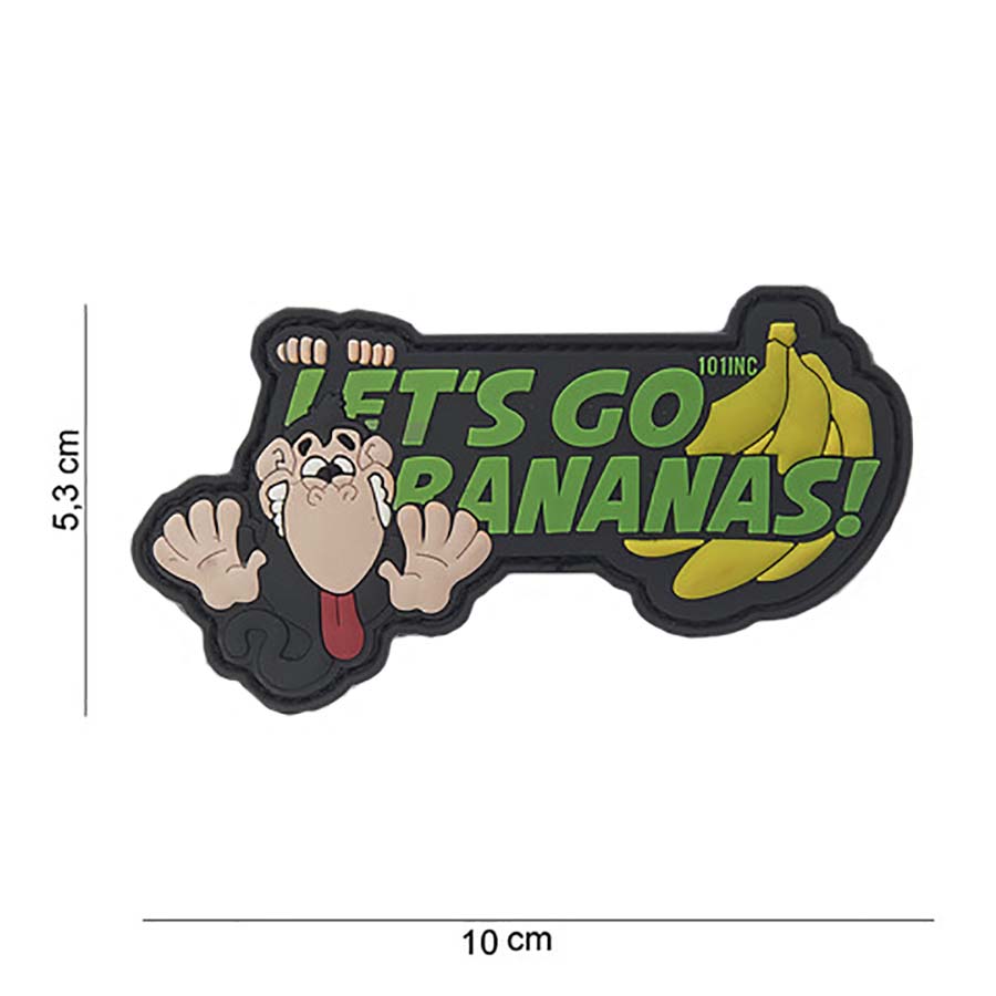 Embleem 3D PVC Let's go bananas geel #10095