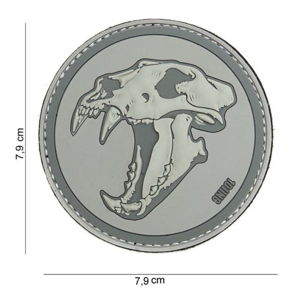 Embleem 3D PVC Sabertooth tiger licht grijs #14028