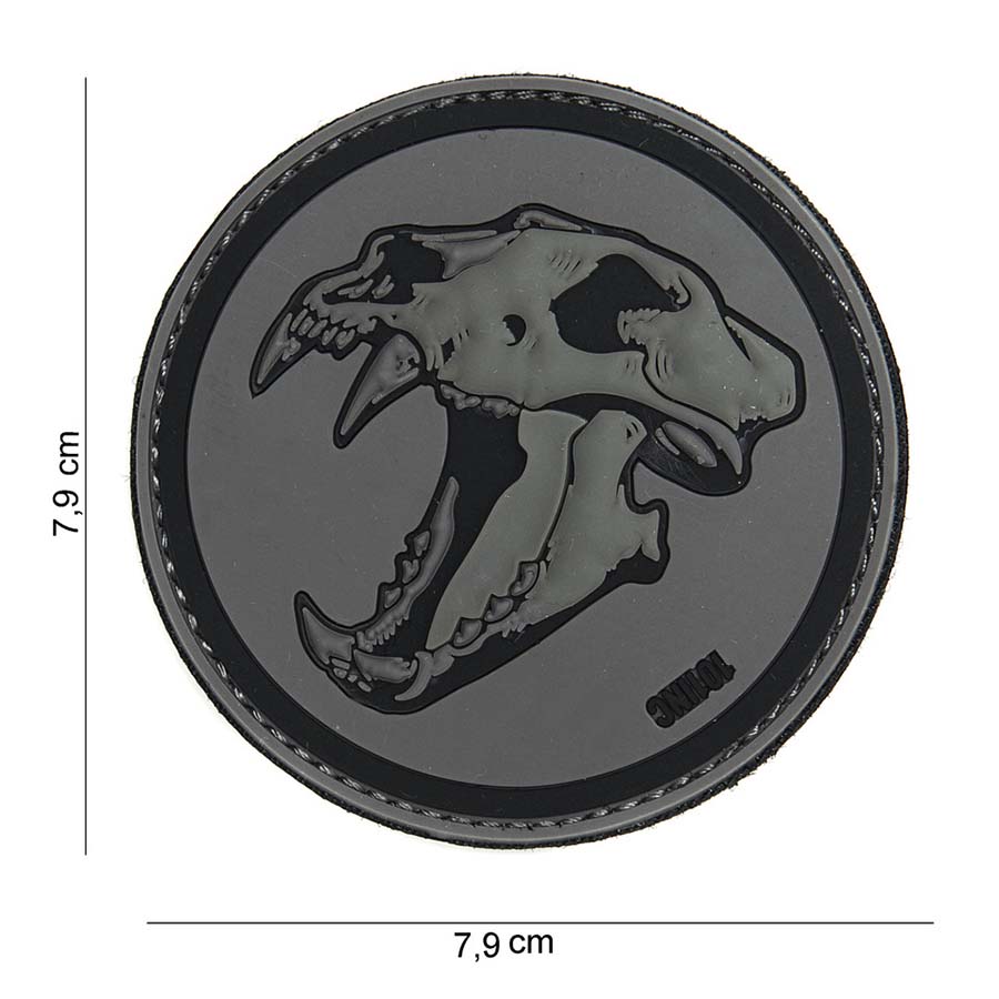 Embleem 3D PVC Sabertooth tiger grijs #14027