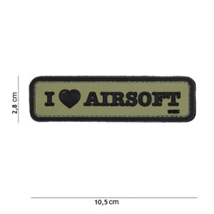 Embleem 3D PVC I love Airsoft groen #16071