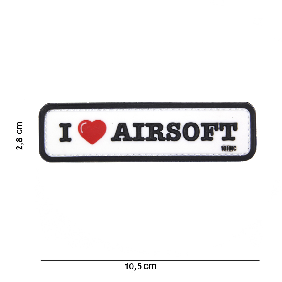 Embleem 3D PVC I love Airsoft wit #16070