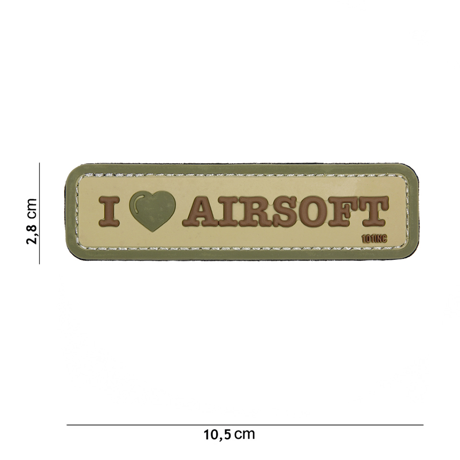Embleem 3D PVC I love Airsoft coyote #16069