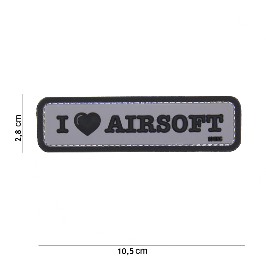 Embleem 3D PVC I love Airsoft grijs #16068