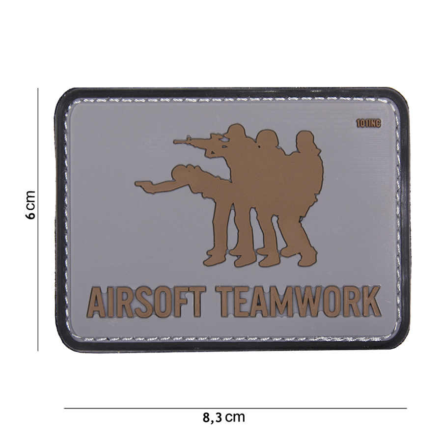 Embleem 3D PVC Airsoft Teamwork grijs #16067