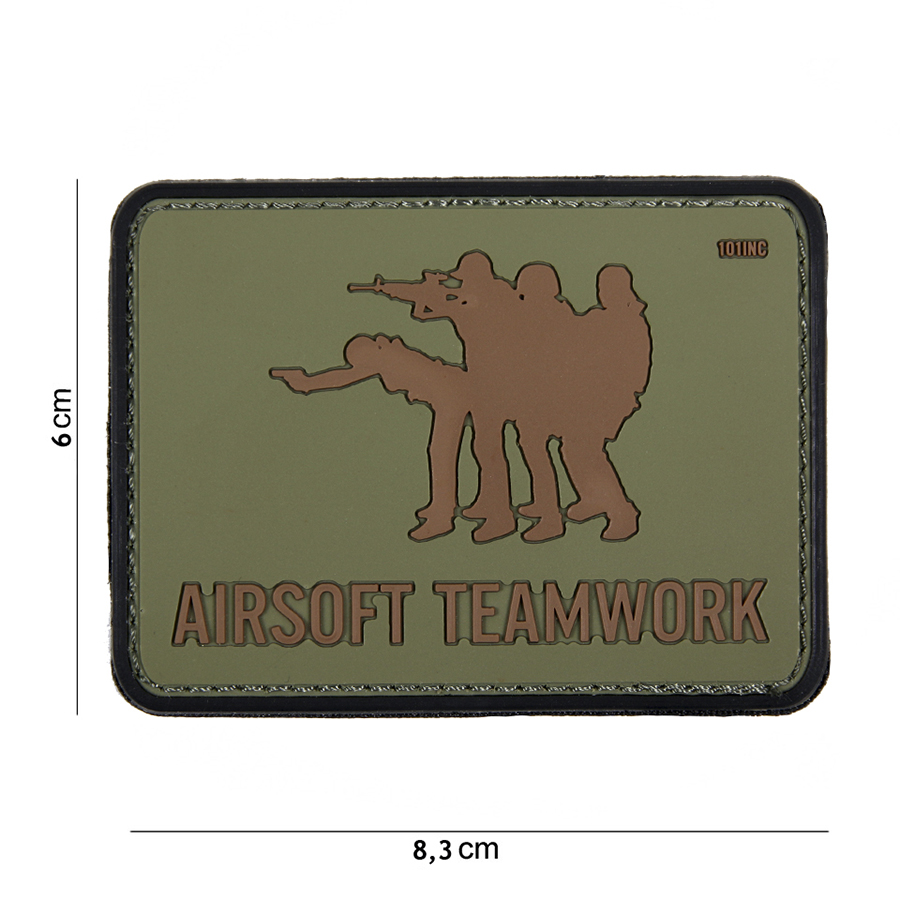 Embleem 3D PVC Airsoft Teamwork groen #16066