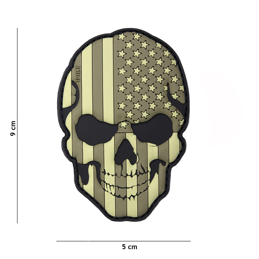 Embleem 3D PVC skull USA subdued #16044