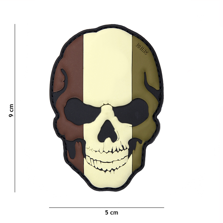 Embleem 3D PVC skull België camo #16002