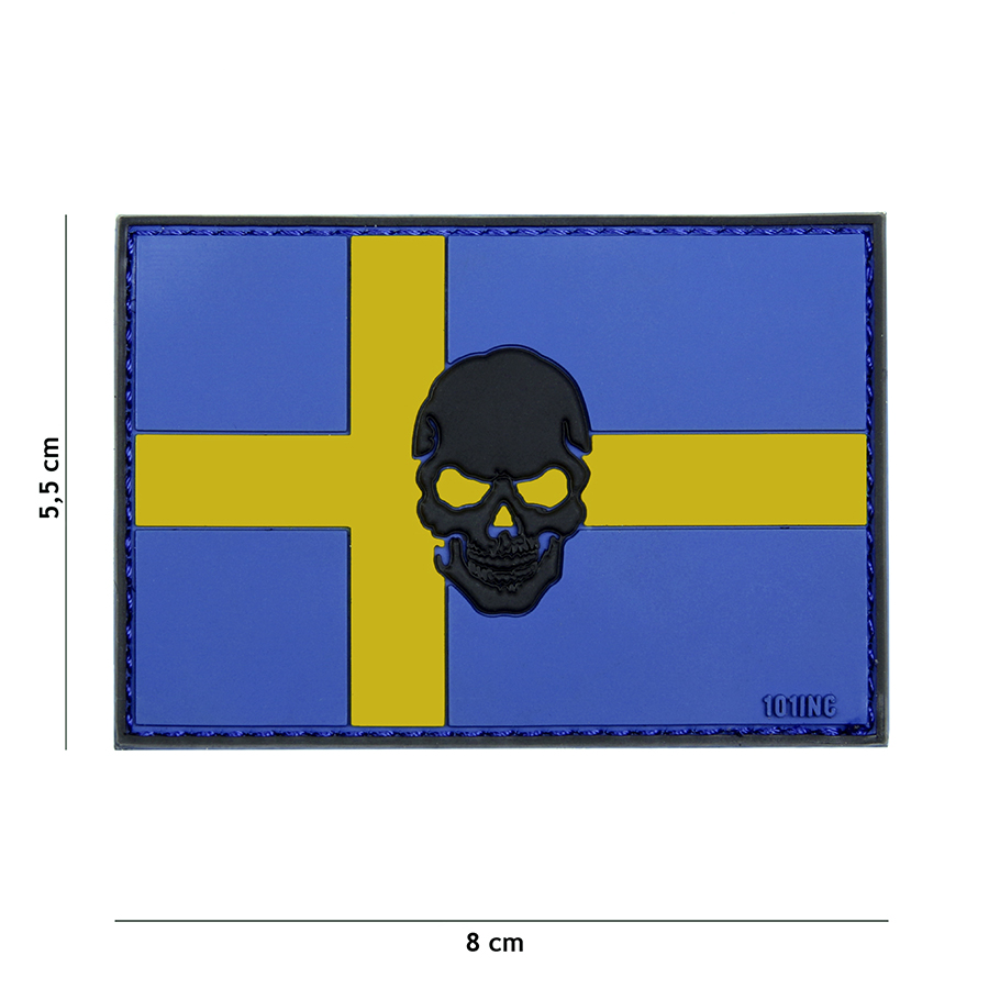 Embleem 3D PVC vlag Zweden + skull #17015