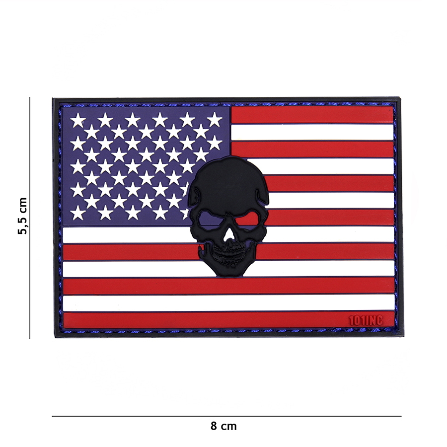 Embleem 3D PVC vlag USA + skull #17029