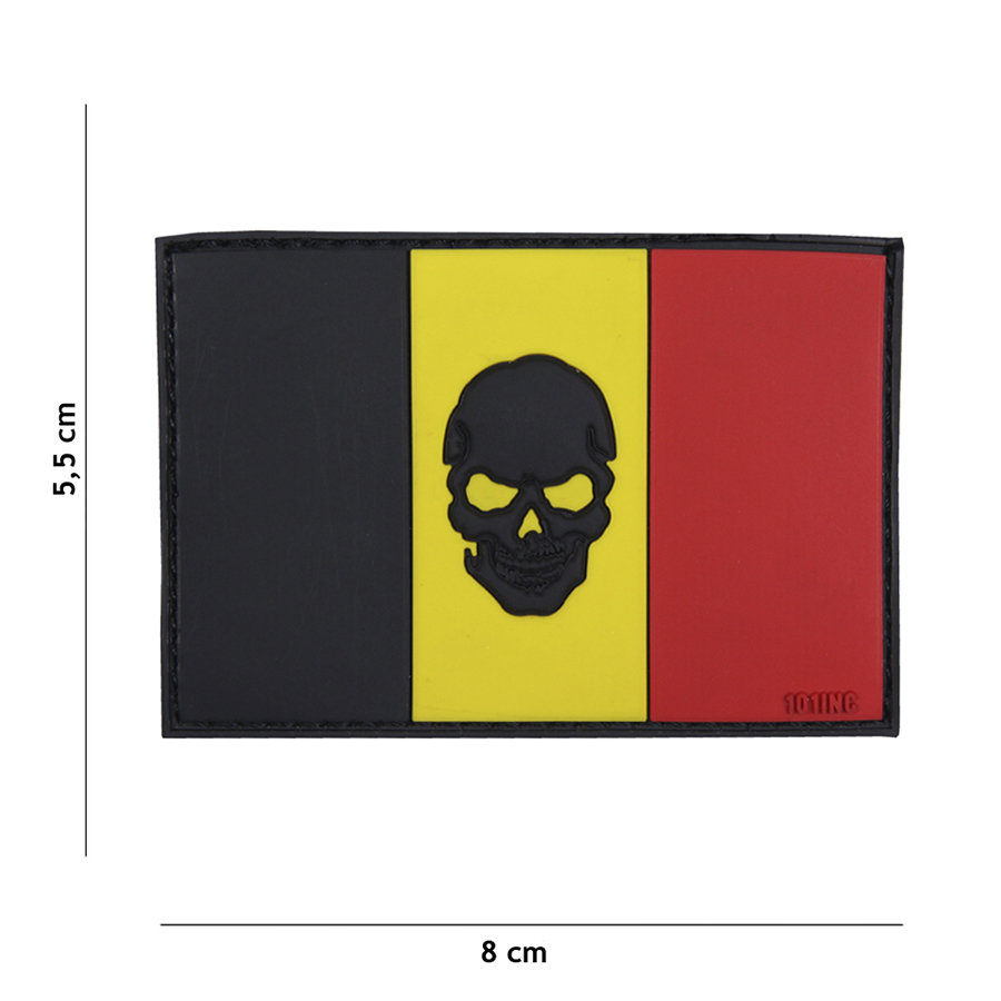 Embleem 3D PVC vlag België + skull #16049
