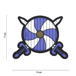 Embleem 3D PVC Viking schild + 2 zwaarden blauw #17047