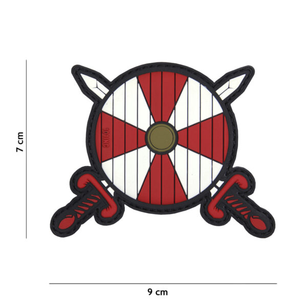Embleem 3D PVC Viking schild + 2 zwaarden rood/wit #17048