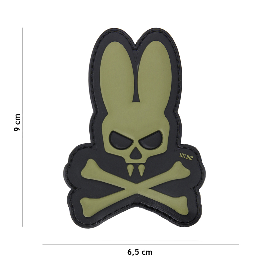 Embleem 3D PVC Skull bunny groen #17053