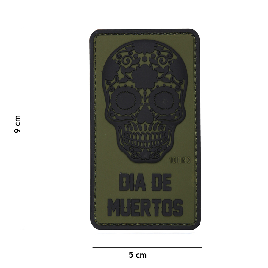 Embleem 3D PVC Dia de Muertos groen #16014
