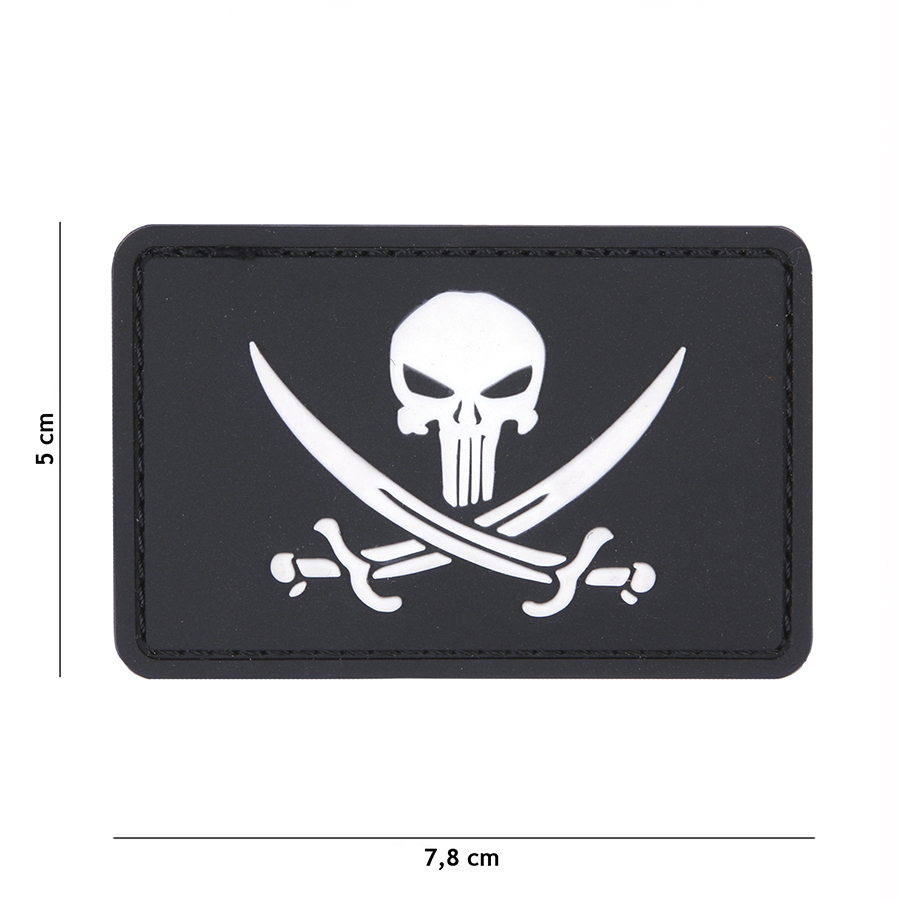 Embleem 3D PVC Punisher pirate zwart #11125