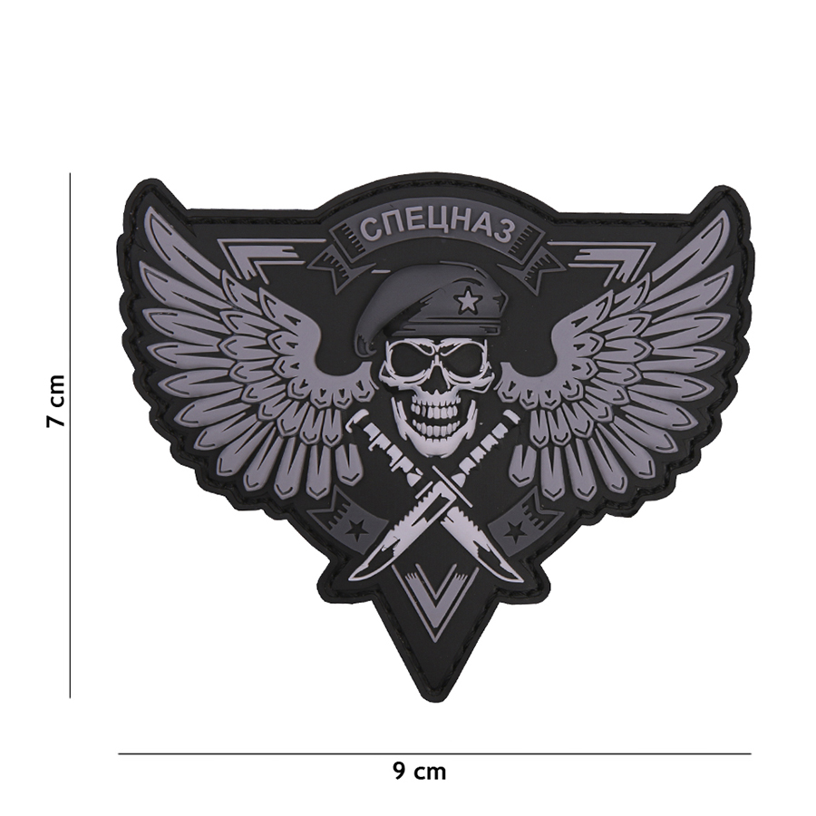 Embleem 3D PVC Spetsnaz skull grijs #9073