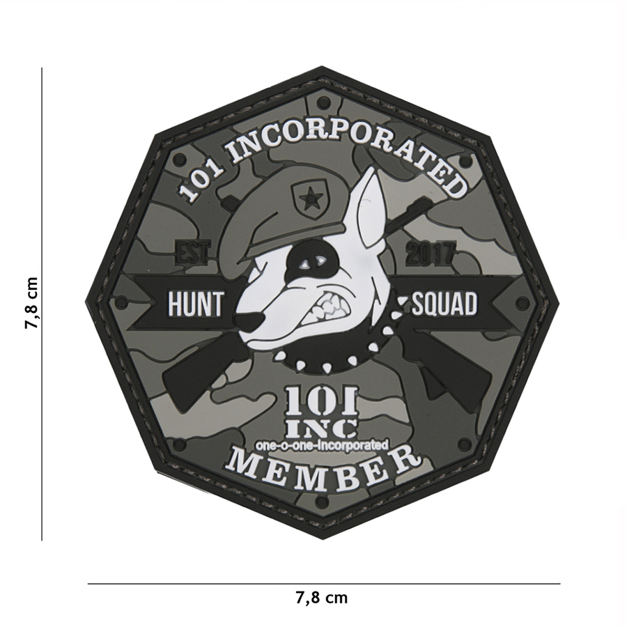 Embleem 3D PVC 101 INC Hunt Squad grijs #1095