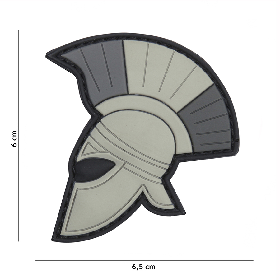 Embleem 3D PVC Spartaanse helm grijs #2098