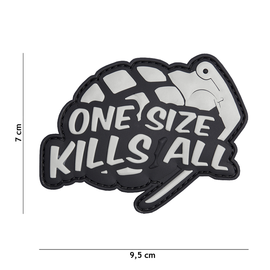 Embleem 3D PVC One size kills all grijs #2066