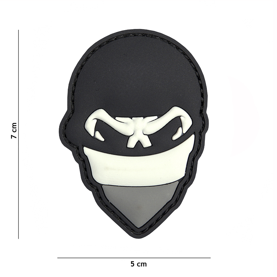 Embleem 3D PVC Polish skull balaclaca grijs #2083