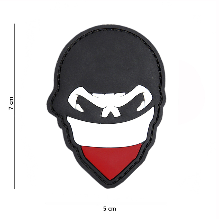 Embleem 3D PVC Polish skull balaclaca rood #2084