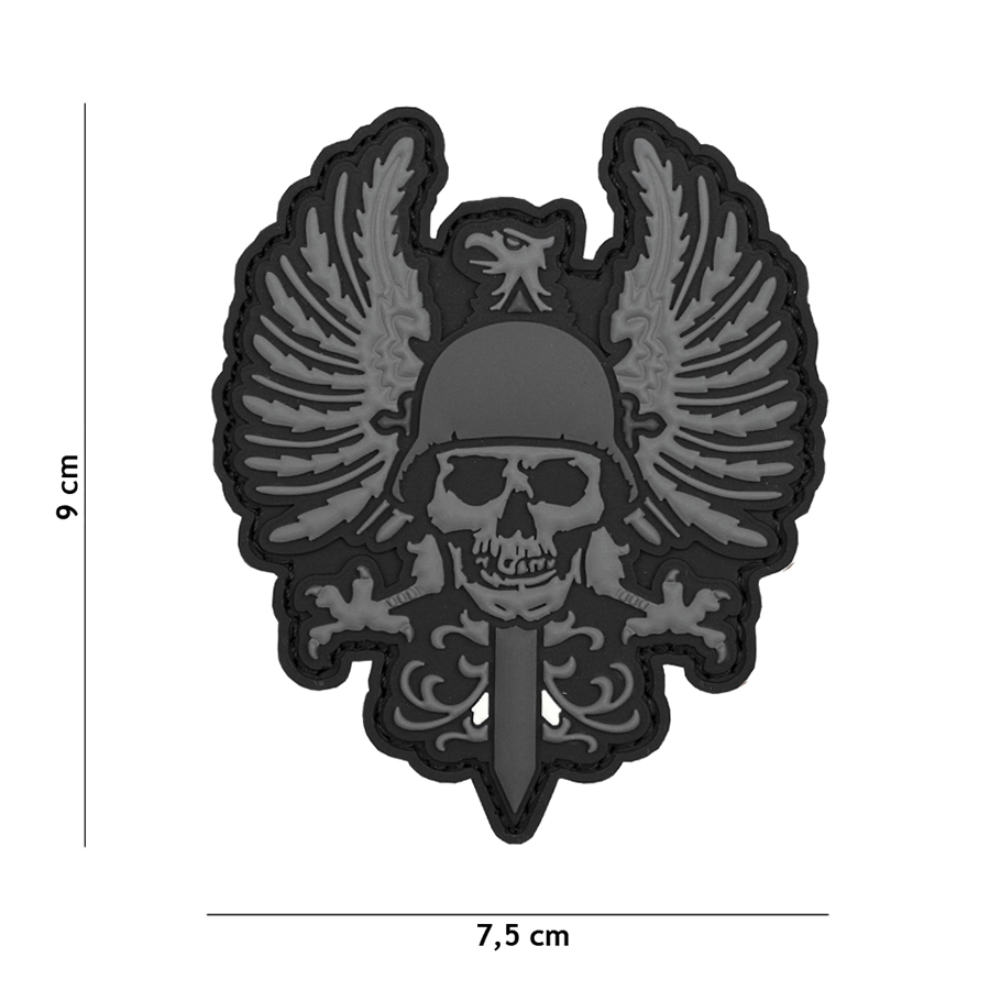 Embleem 3D PVC Spaanse skull grijs #1101