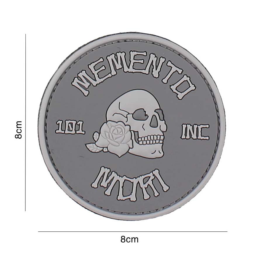 Embleem 3D PVC Memento Mori 101 INC (rond) grijs #3103