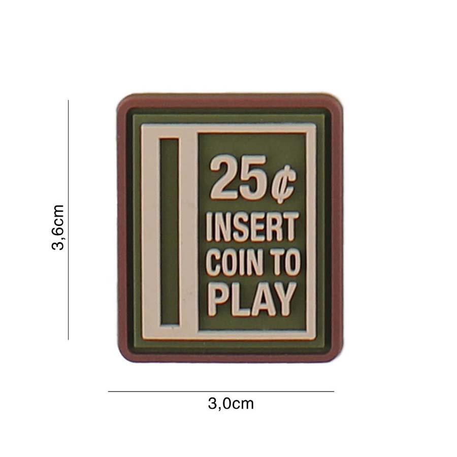Embleem 3D PVC Insert coin to play groen #5100