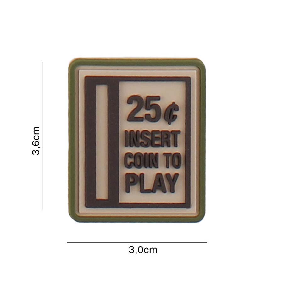 Embleem 3D PVC Insert coin to play beige #5098