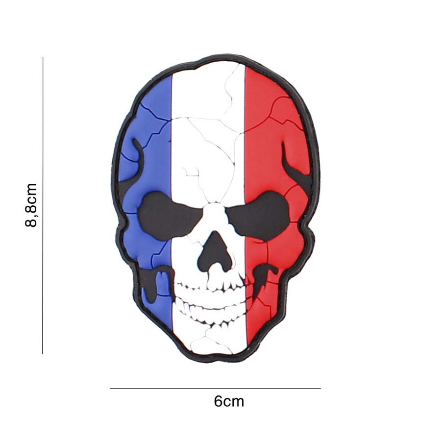 Embleem 3D PVC skull Frankrijk cracked #4144