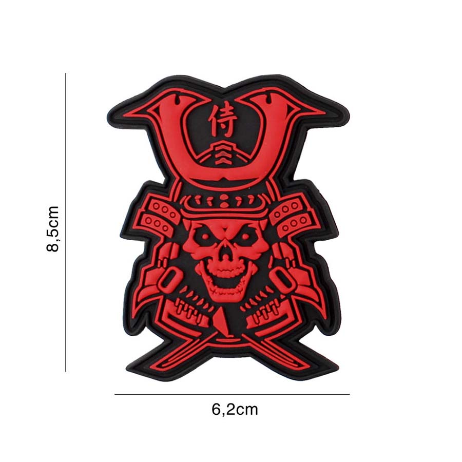 Embleem 3D PVC Samurai skull rood #5091