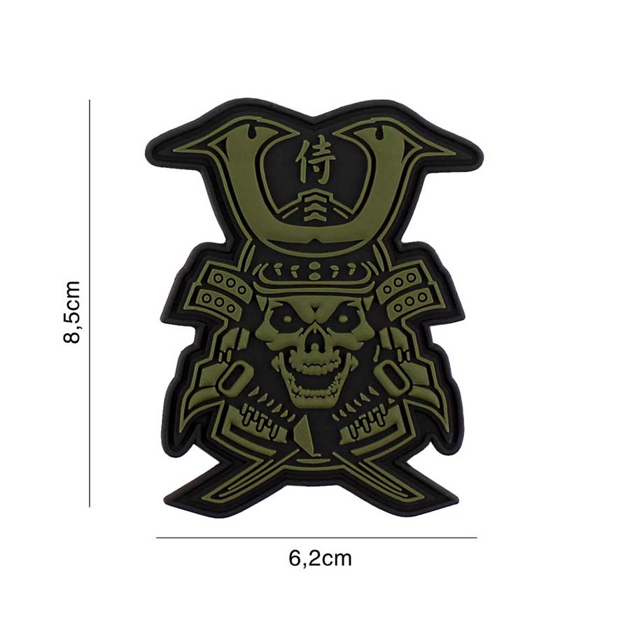 Embleem 3D PVC Samurai skull groen #5093