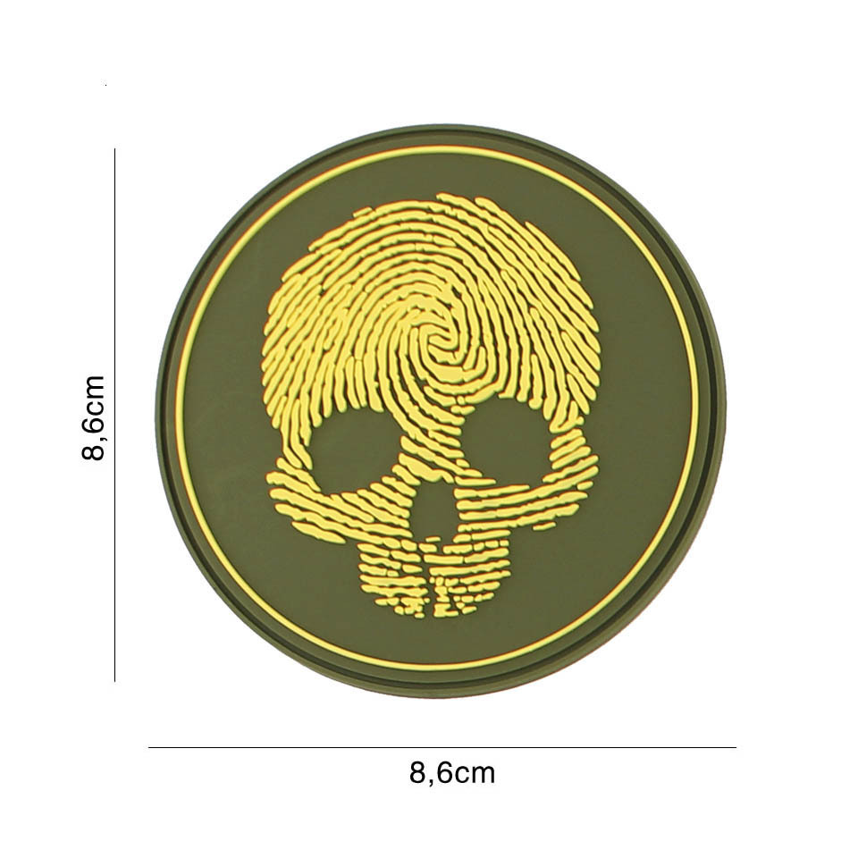 Embleem 3D PVC fingerprint skull geel #5118