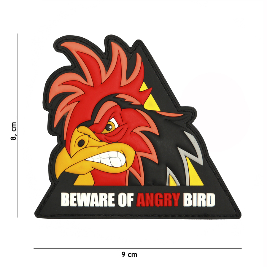 Embleem 3D PVC beware of angry bird driehoek #5122