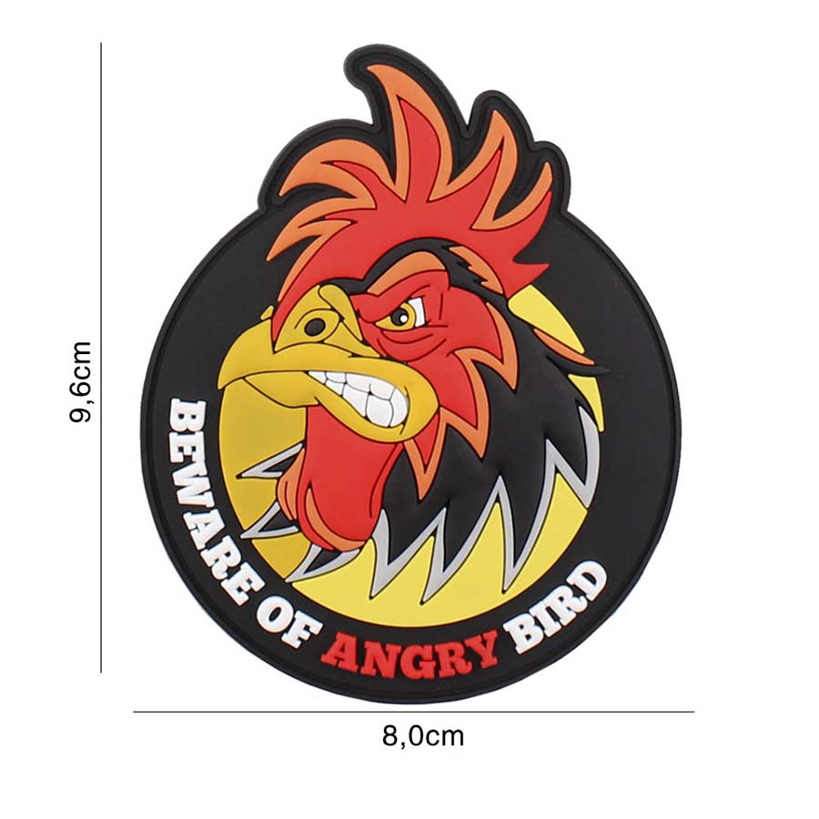 Embleem 3D PVC beware of angry bird rond #5123