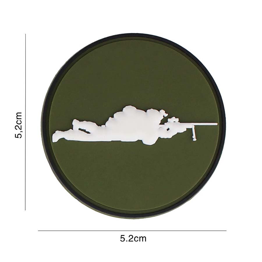 Embleem 3D PVC Sniper groen rond #5128