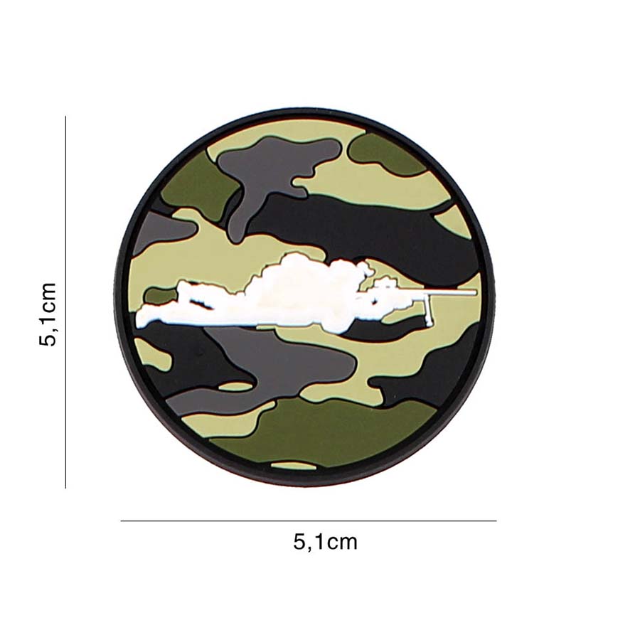 Embleem 3D PVC Sniper woodland rond #5129