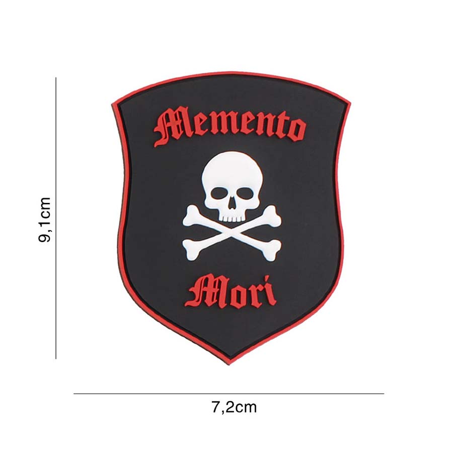Embleem 3D PVC Memento Mori shield skull zwart/rood #6107