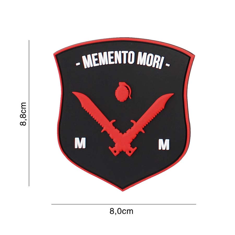 Embleem 3D PVC Memento Mori shield dolk zwart/rood/wit #6109
