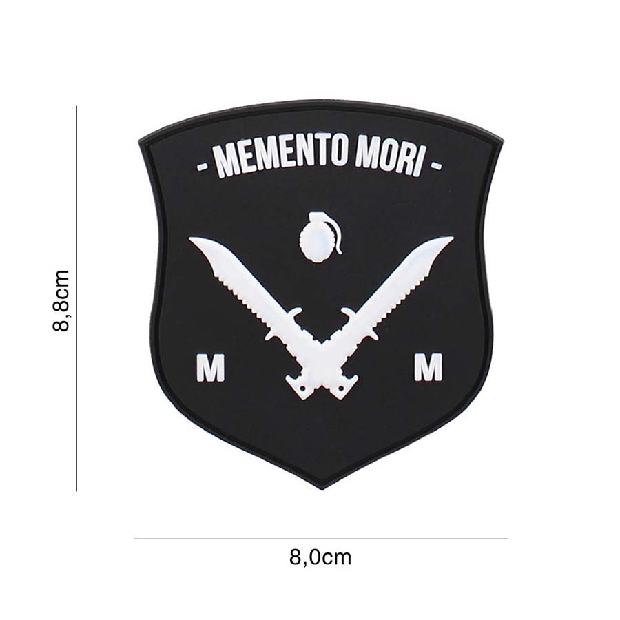 Embleem 3D PVC Memento Mori shield dolk zwart/wit #6110