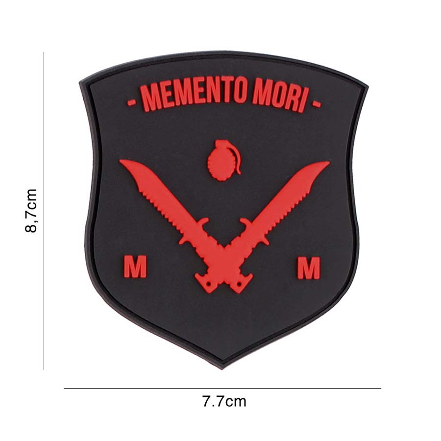 Embleem 3D PVC Memento Mori shield dolk zwart/rood #6111
