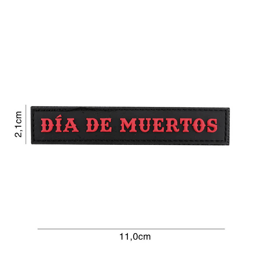 Embleem 3D PVC Memento Mori (streep) zwart/rood #6135