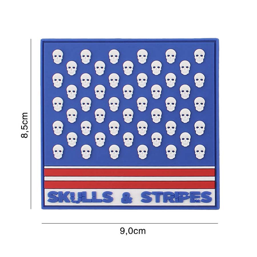 Embleem 3D PVC Skulls & Stripes vierkant #6143
