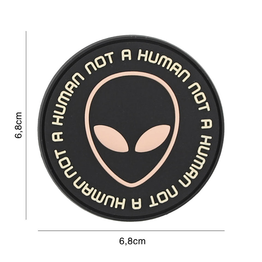 Embleem 3D PVC Not human zwart/roze #9121