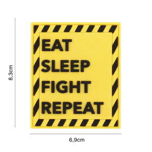 Embleem 3D PVC Eat sleep fight repeat geel #2127