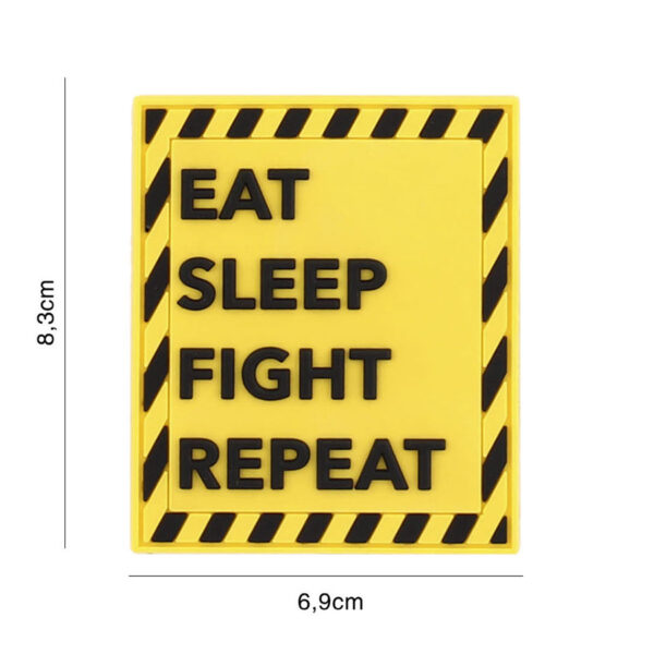 Embleem 3D PVC Eat sleep fight repeat geel #2127