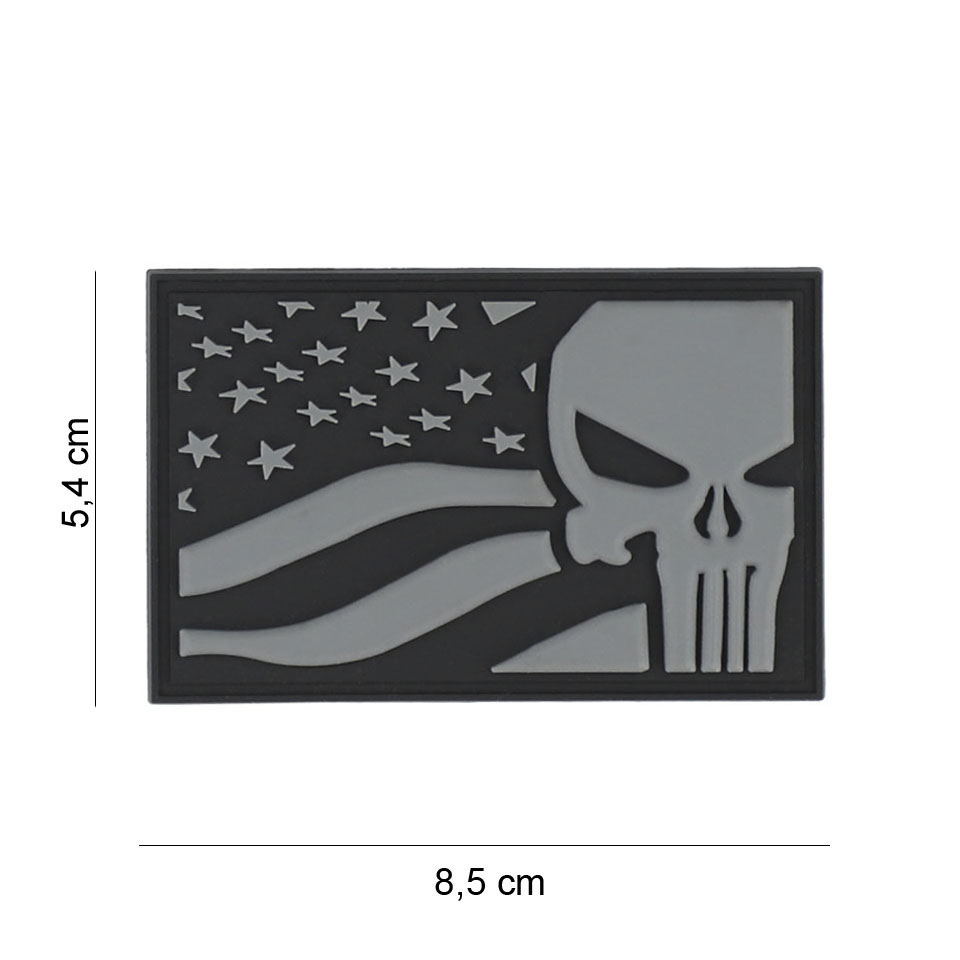 Embleem 3D PVC Punisher USA vlag grijs #8083